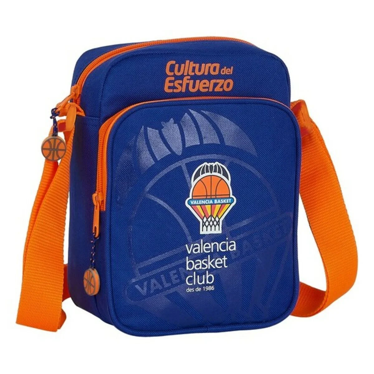 Valencia Basket M672 Schultertasche in Blau und Orange von vorne