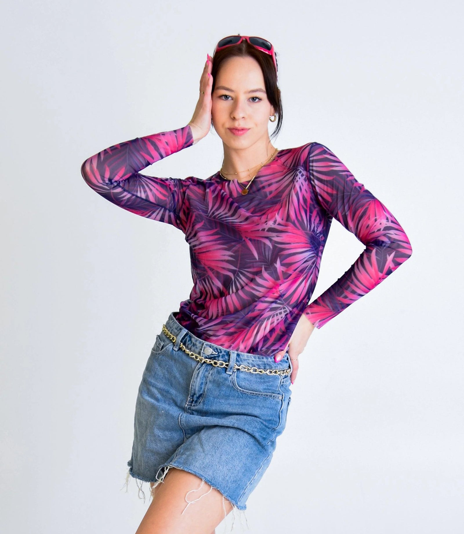 Durchbräunendes Langarmshirt – Rosa Tropica