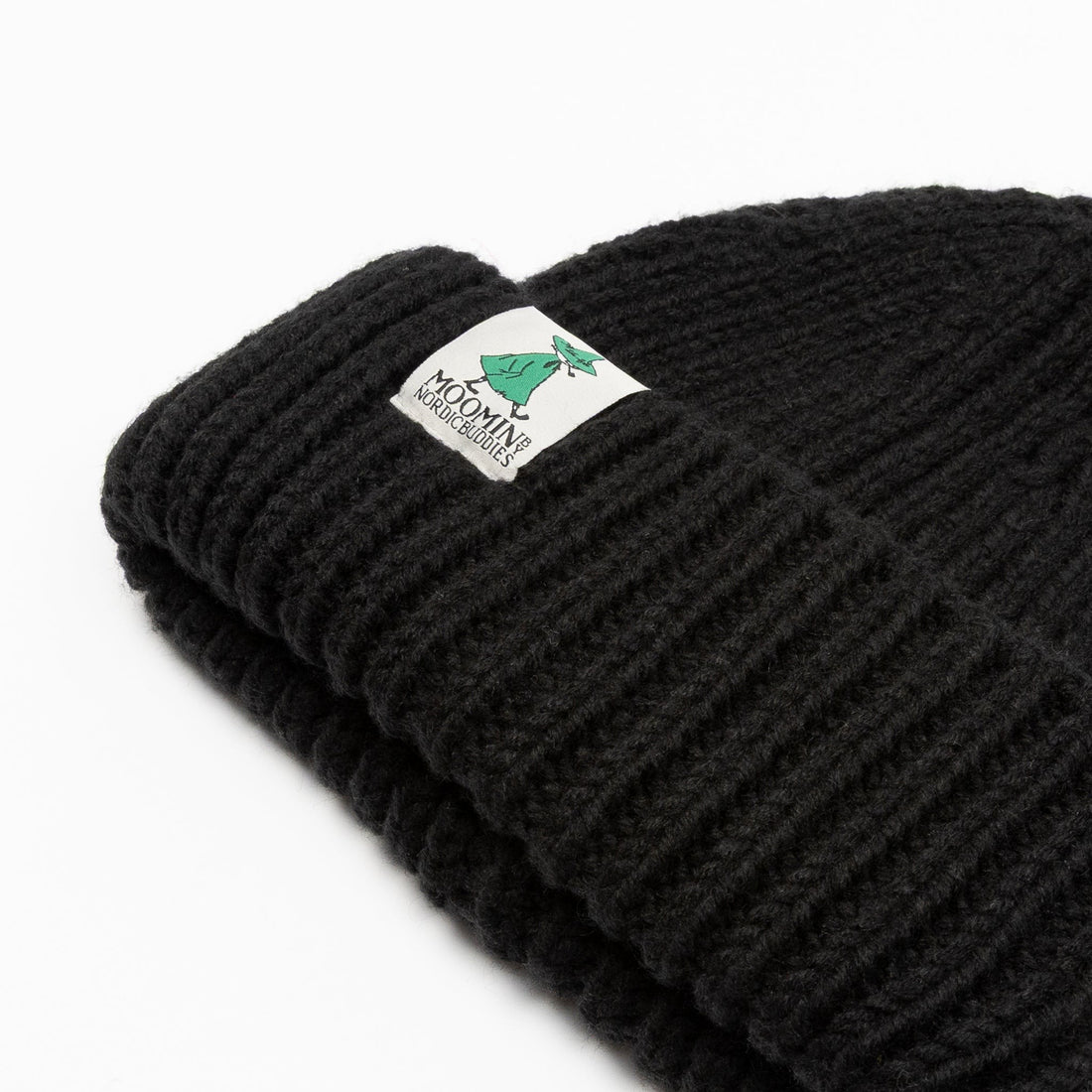 Grobstrick – Beanie Snufkin – Schwarz – Detailansicht 1