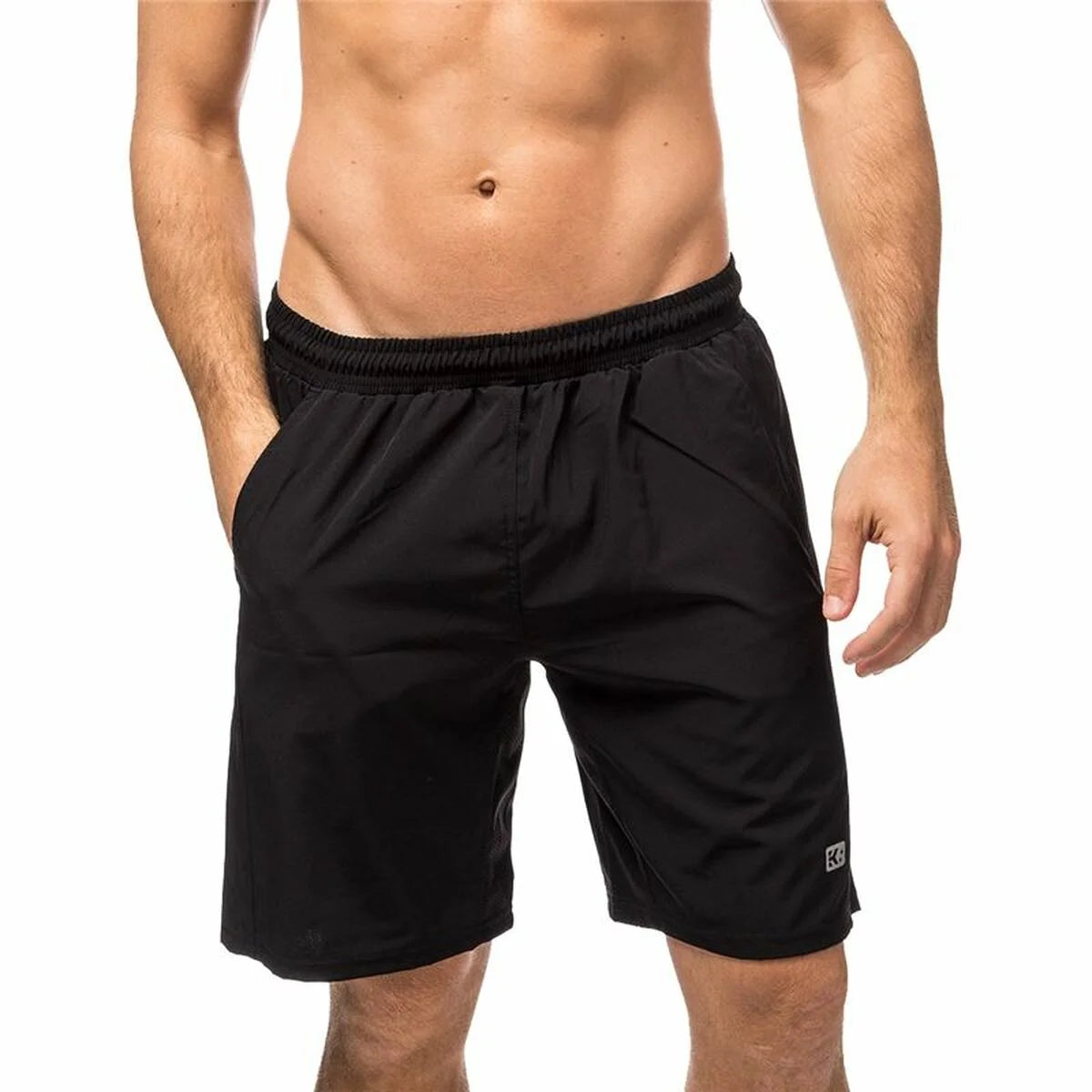 Schwarze Koalaroo Kendal Herren-Sportshorts in Vorderansicht