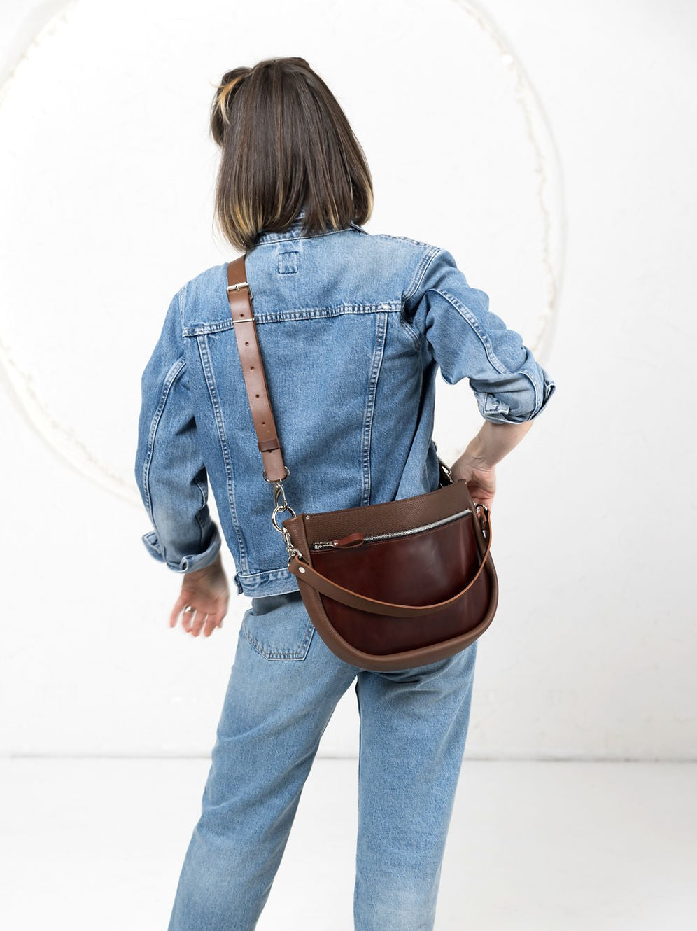 Lederhandtasche STELLA – Braun & Cognac – Produktansicht 2