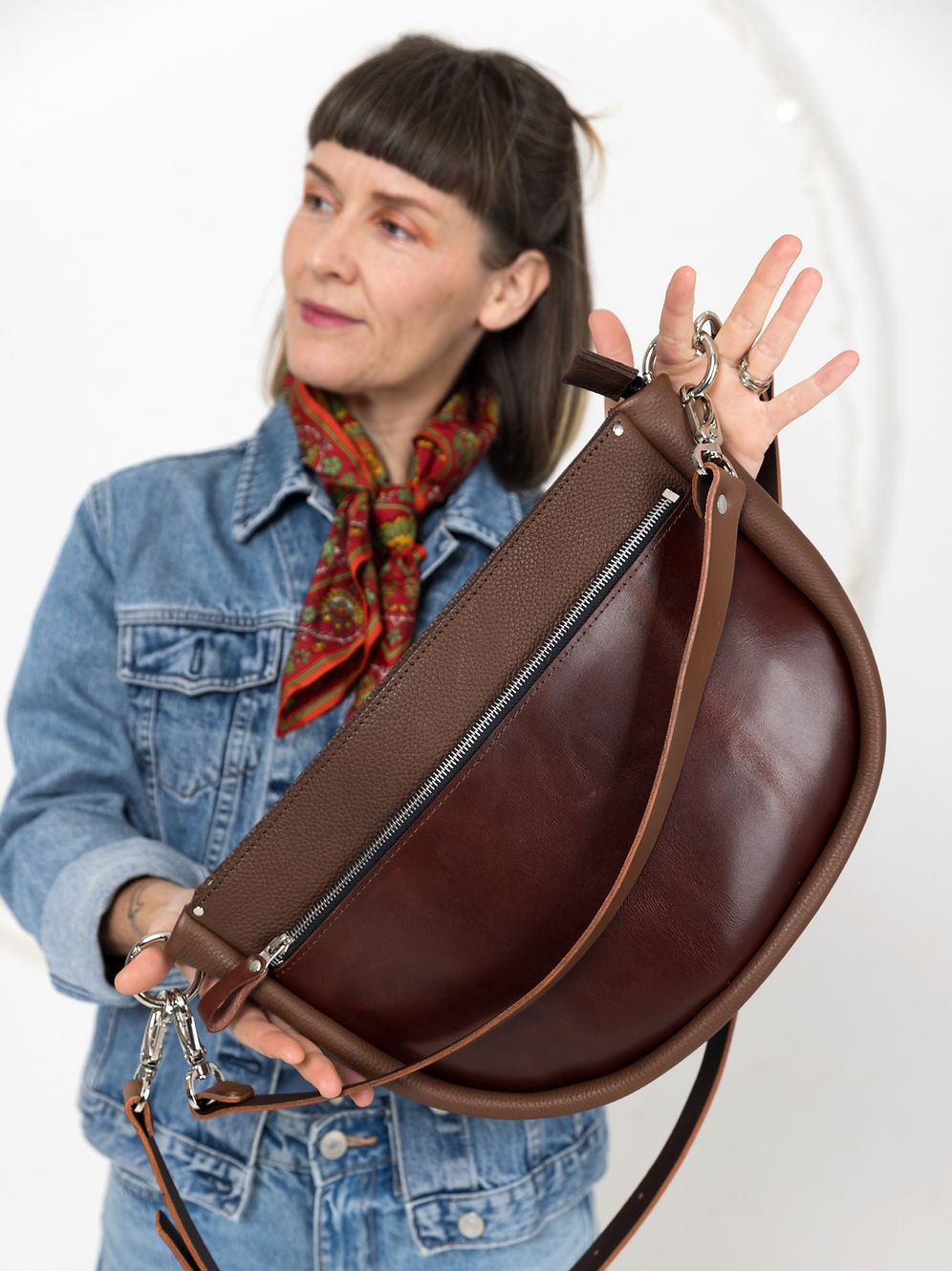 Lederhandtasche STELLA – Braun & Cognac – Produktansicht 4