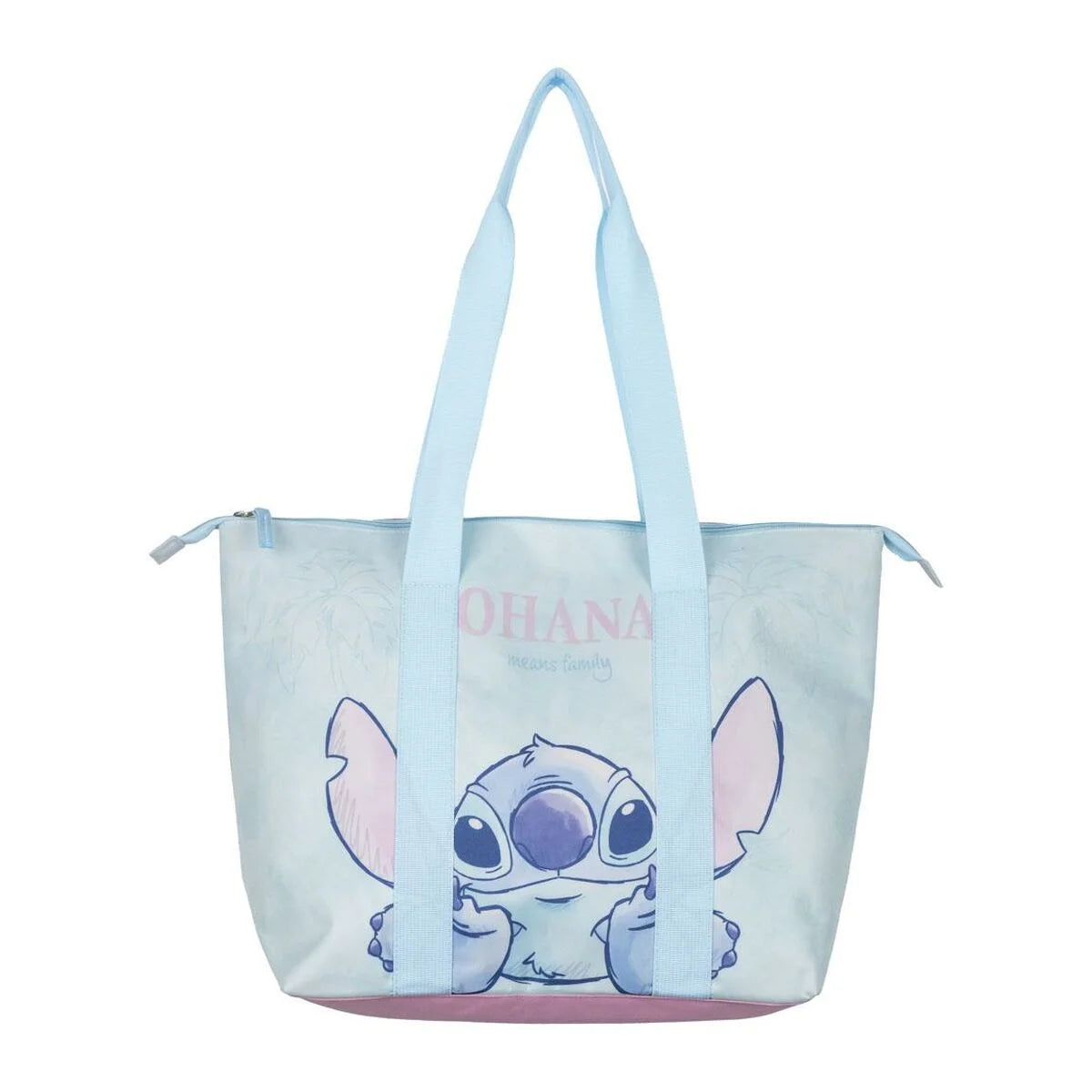 Stitch Strandtasche – Hellblau/Rosa, 48 cm