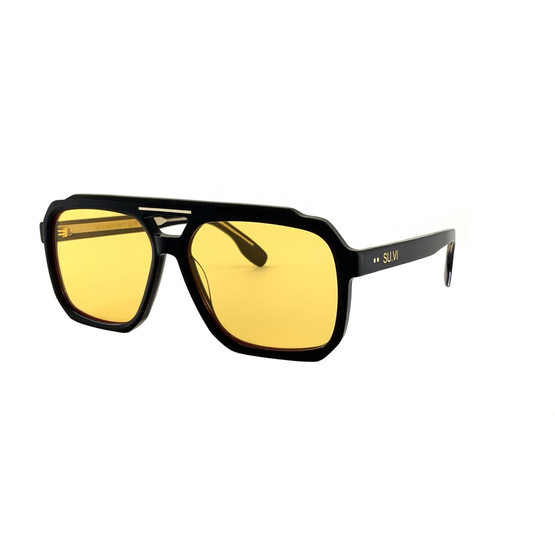Sonnenbrille SU.VI 54074 Schwarz mit gelben Gläsern – Detailansicht 1