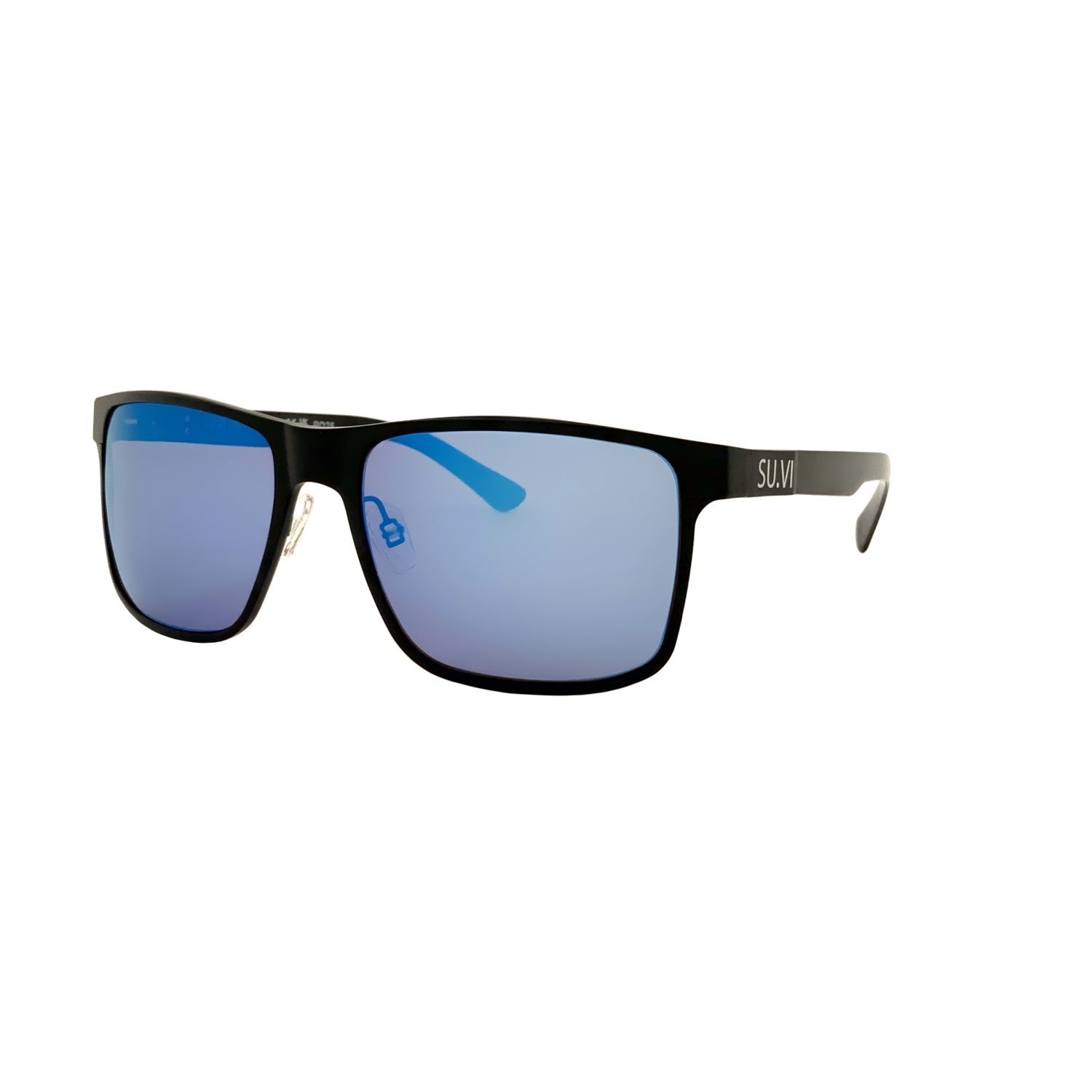 Sonnenbrille SU.VI 55031 Mattschwarz mit blauen Gläsern – Produktansicht 2