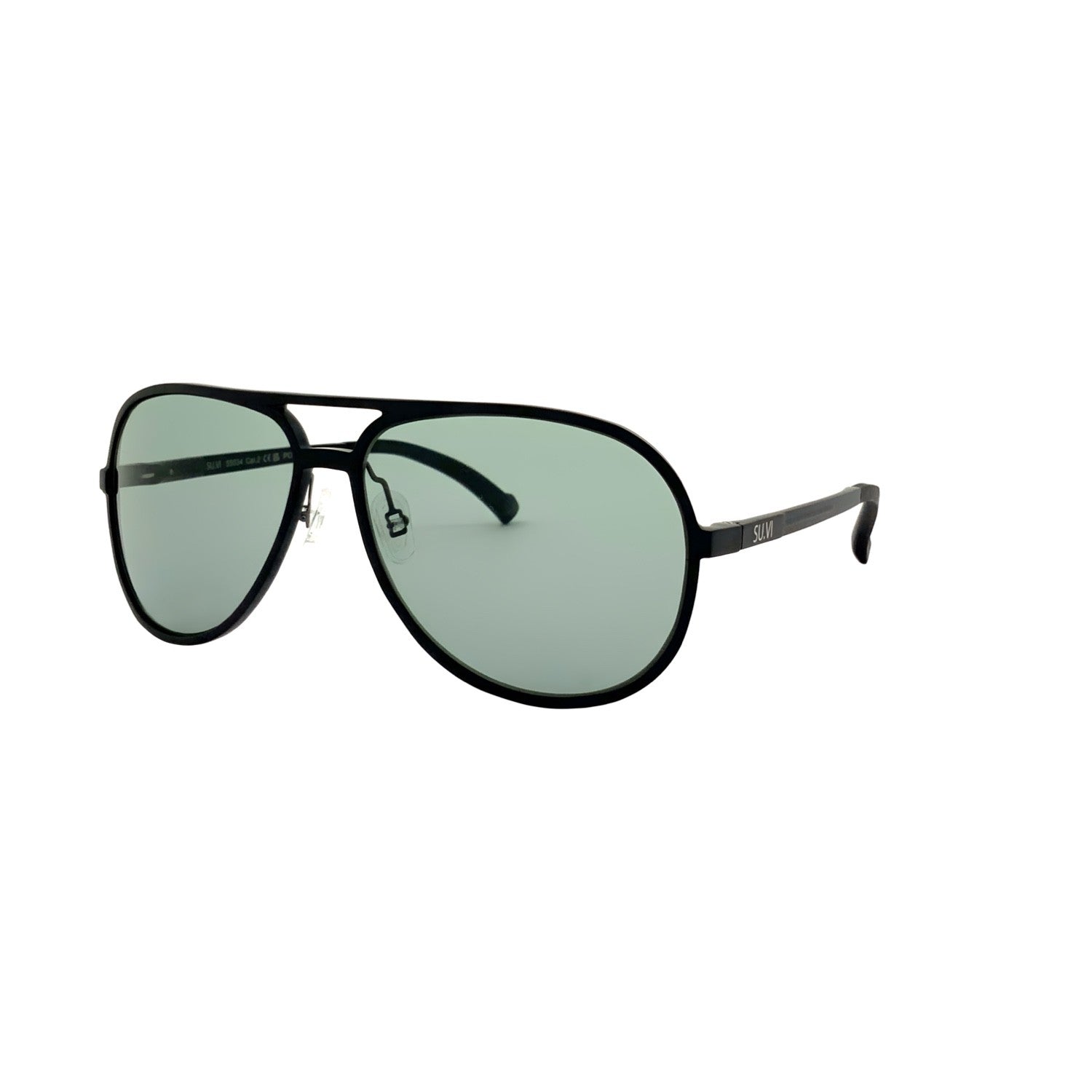 Sonnenbrille SU.VI 55034 Mattschwarz mit grünen Gläsern – Produktansicht 2