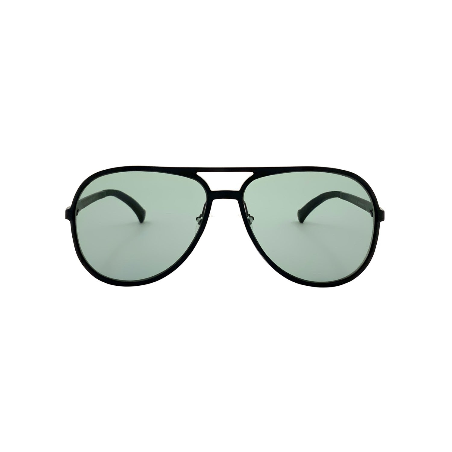 Sonnenbrille SU.VI 55034 Mattschwarz mit grünen Gläsern