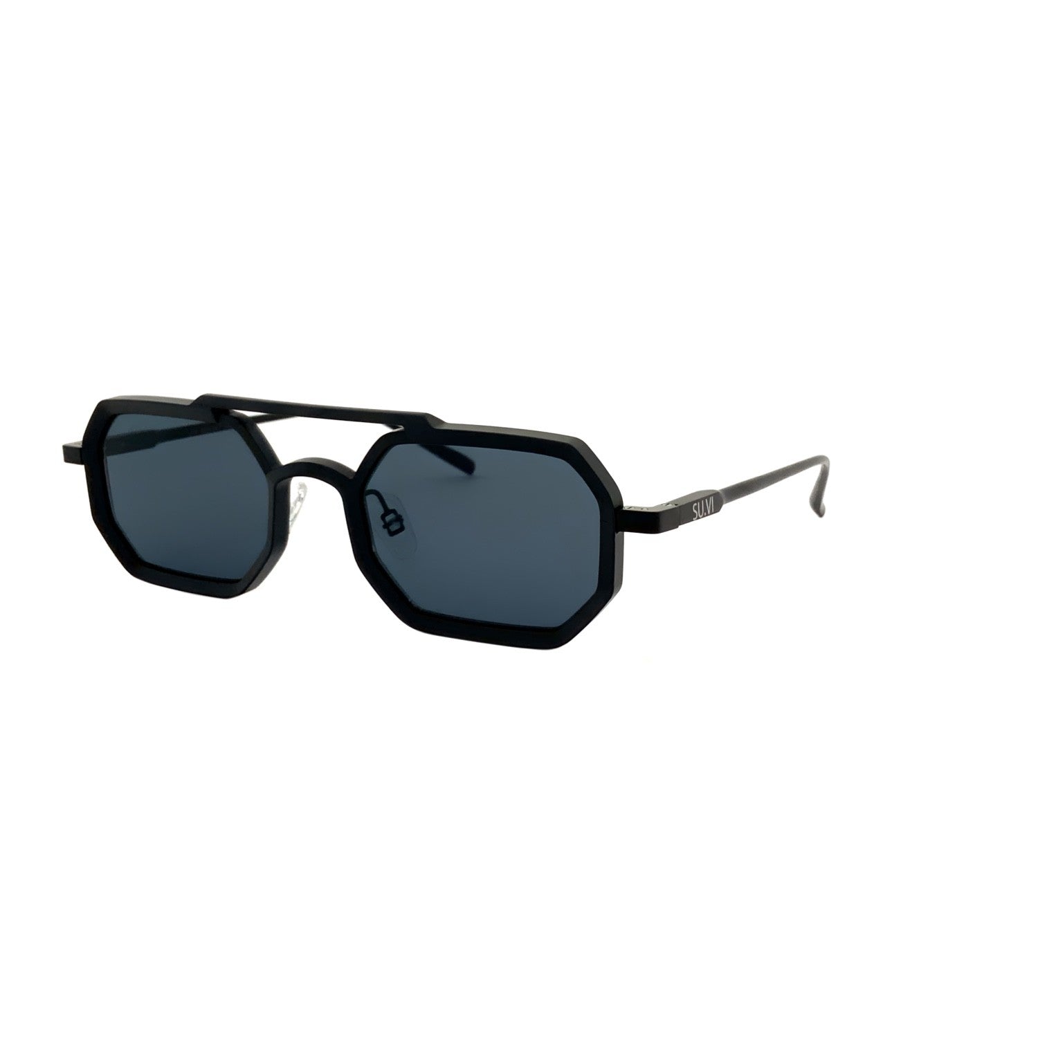 Sonnenbrille SU.VI 55036 Mattschwarz mit grauen Gläsern – Produktansicht 2