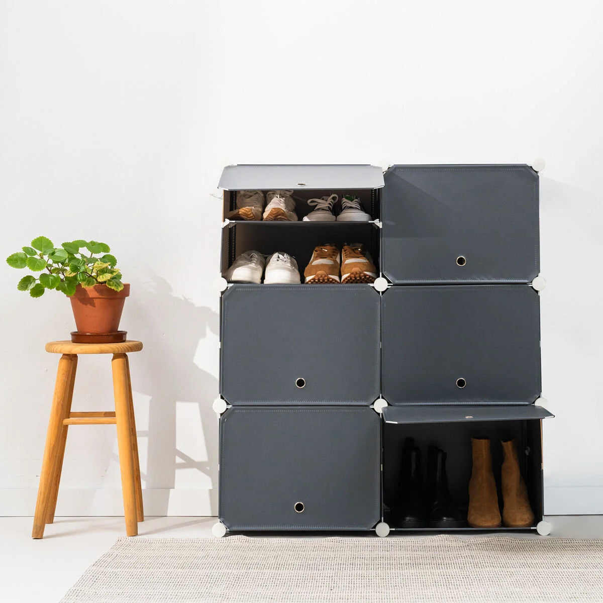 Modulares Schuhregal Grau für 36 Paar