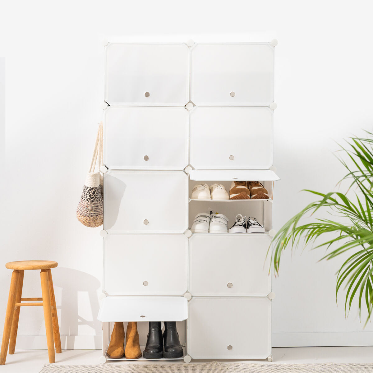 Tragbares Modul Schuhregal Weiß Innovatives Design