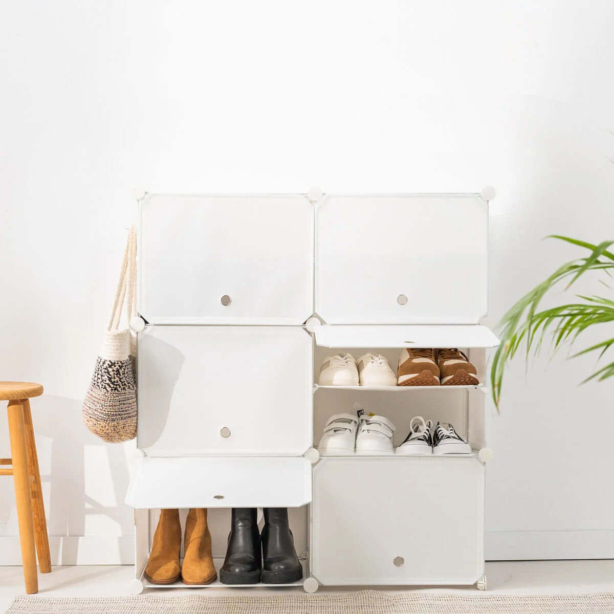 Modulares Schuhregal in Weiß