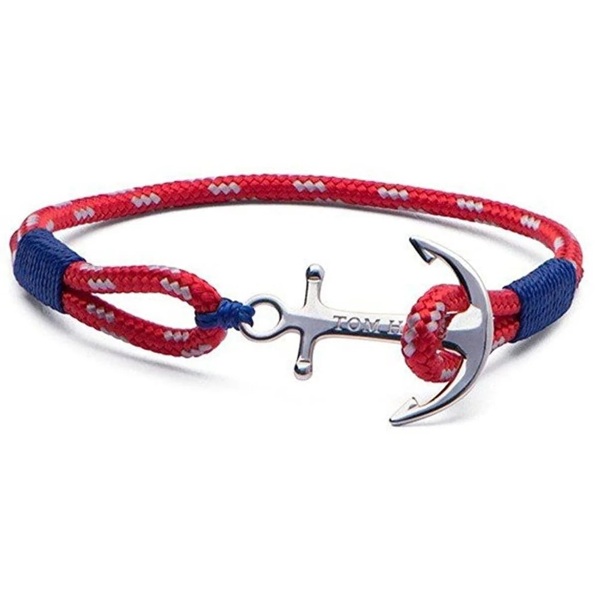 Tom Hope TM00 Armband mit rot-blauem Textilband und Anker