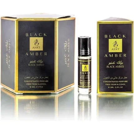 Ayat Perfumes Black Amber Oil 6 ml – Orientalisches Duftöl (einzeln & 6er-Pack)