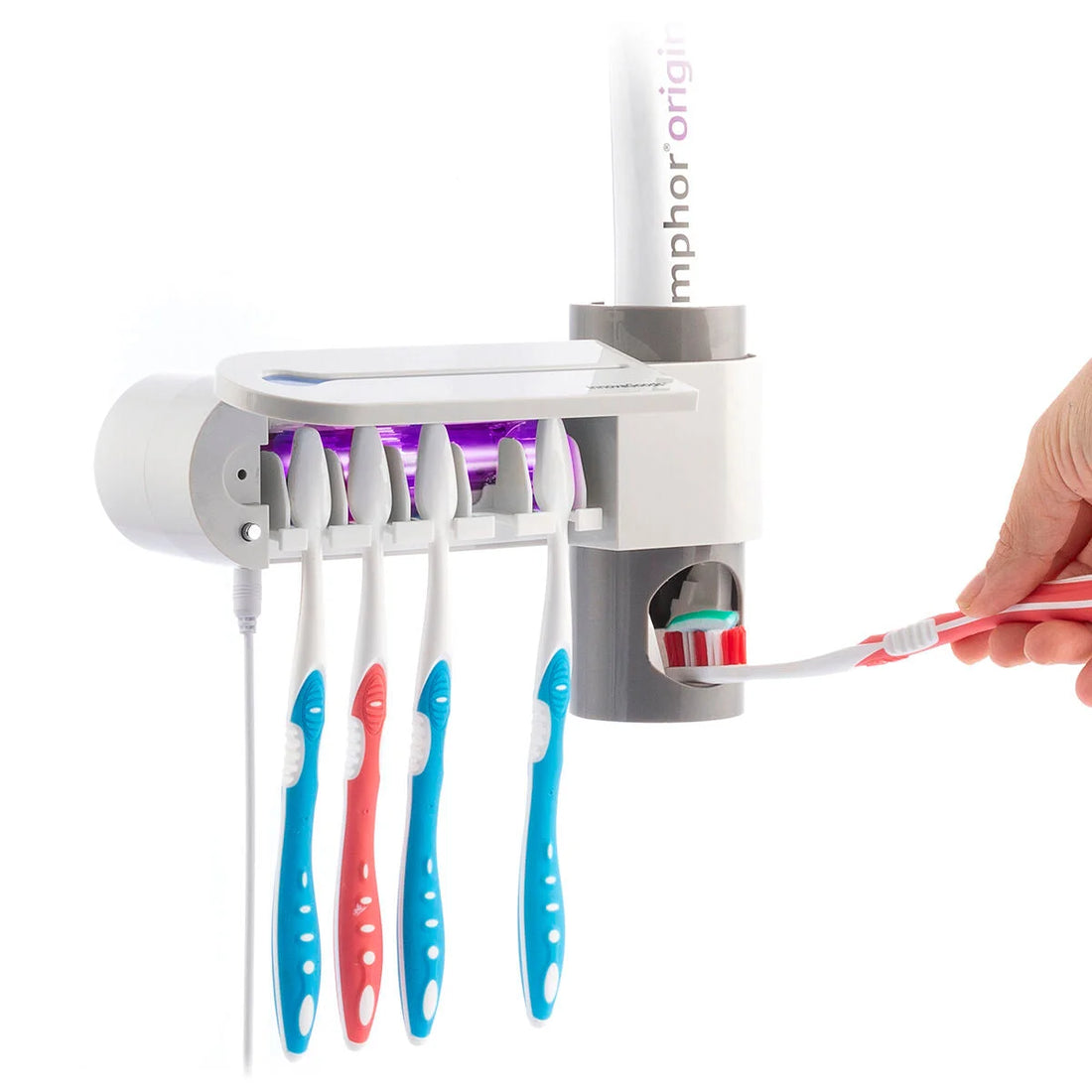 UV-Zahnbürsten-Sterilisator mit Zahnpastahalter und -spender Smiluv – Detailansicht 4