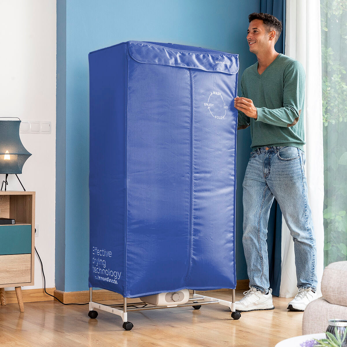 Tragbarer elektrischer Wäschetrockner mit 2 Höhen Dupledry Blue InnovaGoods 1200 W - AWK Flagship