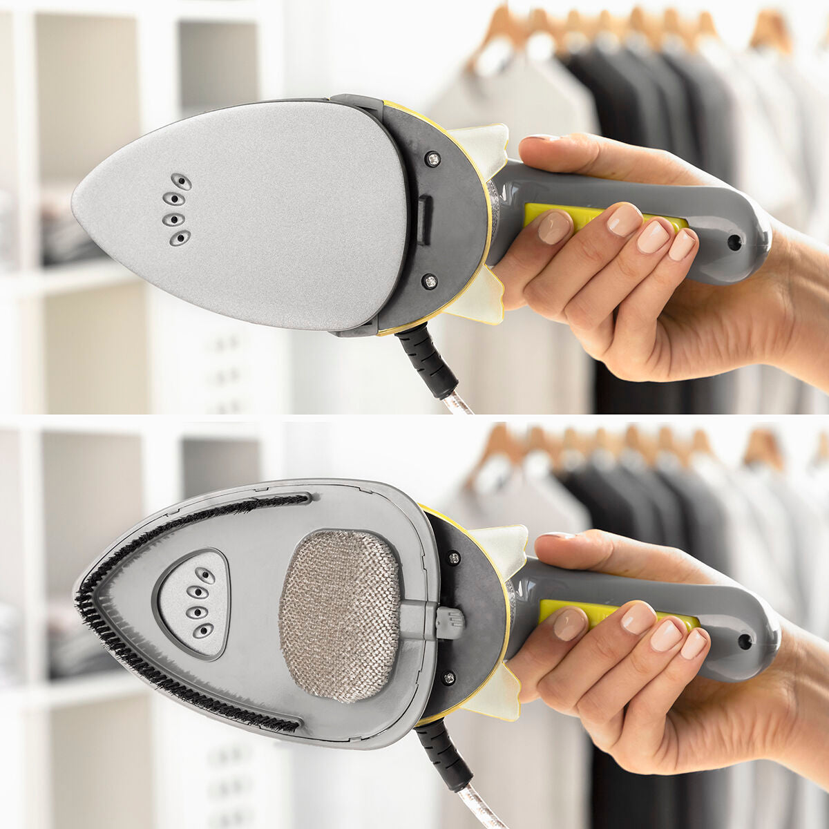 Velyron Mini-Dampfbügeleisen 2-in-1 Grau/Gelb Tragbar