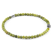 Walter Skinny-Silberarmband mit Steinperlen – Grüne Jade & Grauer Jaspis