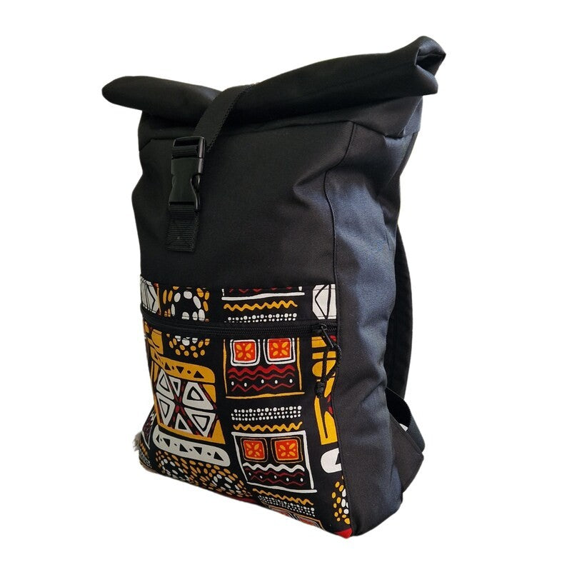 Wasserdichter Rolltop-Rucksack – Gelbes Muster – Detailansicht 3