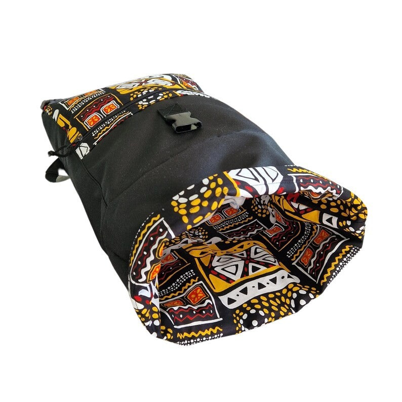 Wasserdichter Rolltop-Rucksack – Gelbes Muster – Produktansicht 3