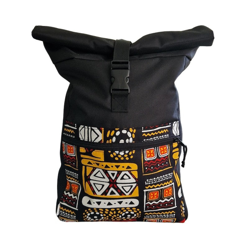 Wasserdichter Rolltop-Rucksack – Gelbes Muster