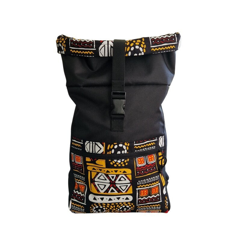 Wasserdichter Rolltop-Rucksack – Gelbes Muster – Produktansicht 2