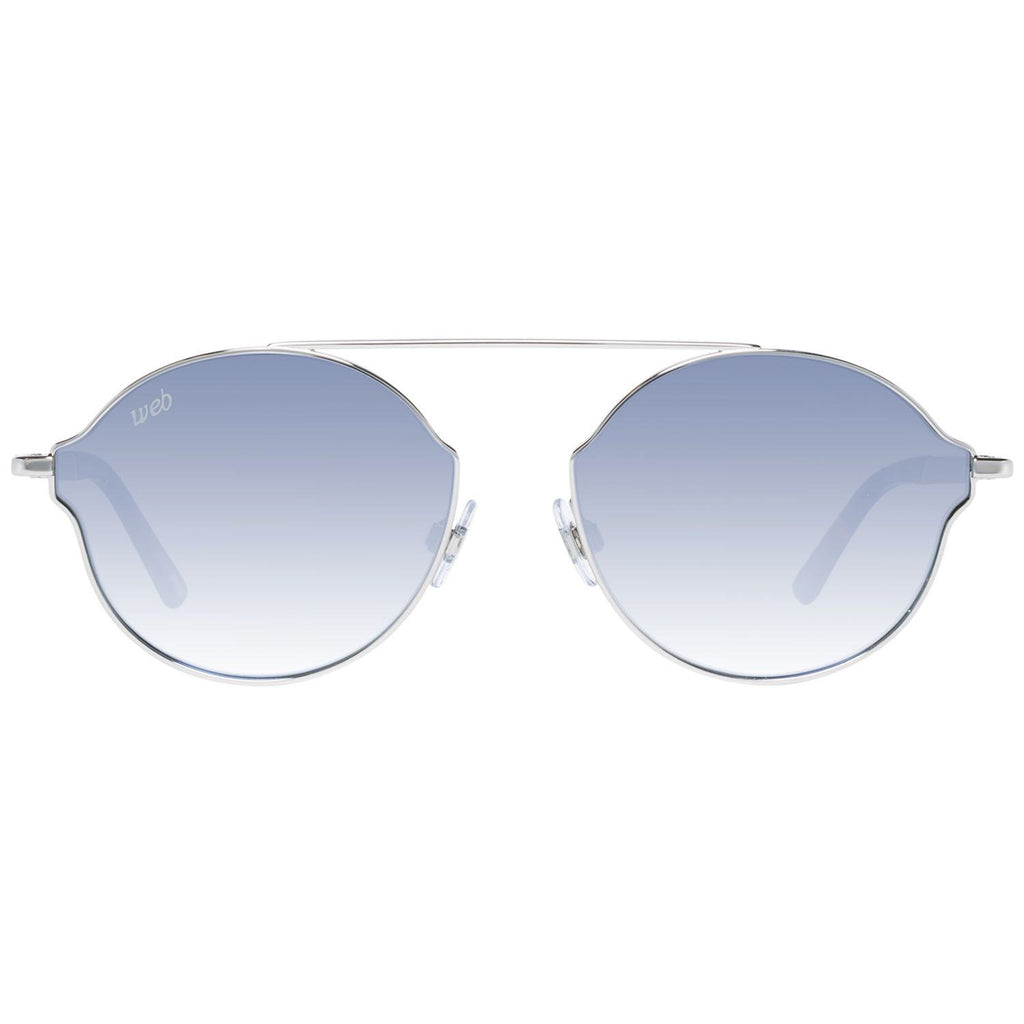 Silberne unisex Sonnenbrille mit blauen Farbverlauf-Gläsern, UV-Schutz, Web Eyewear WE0243-5816C