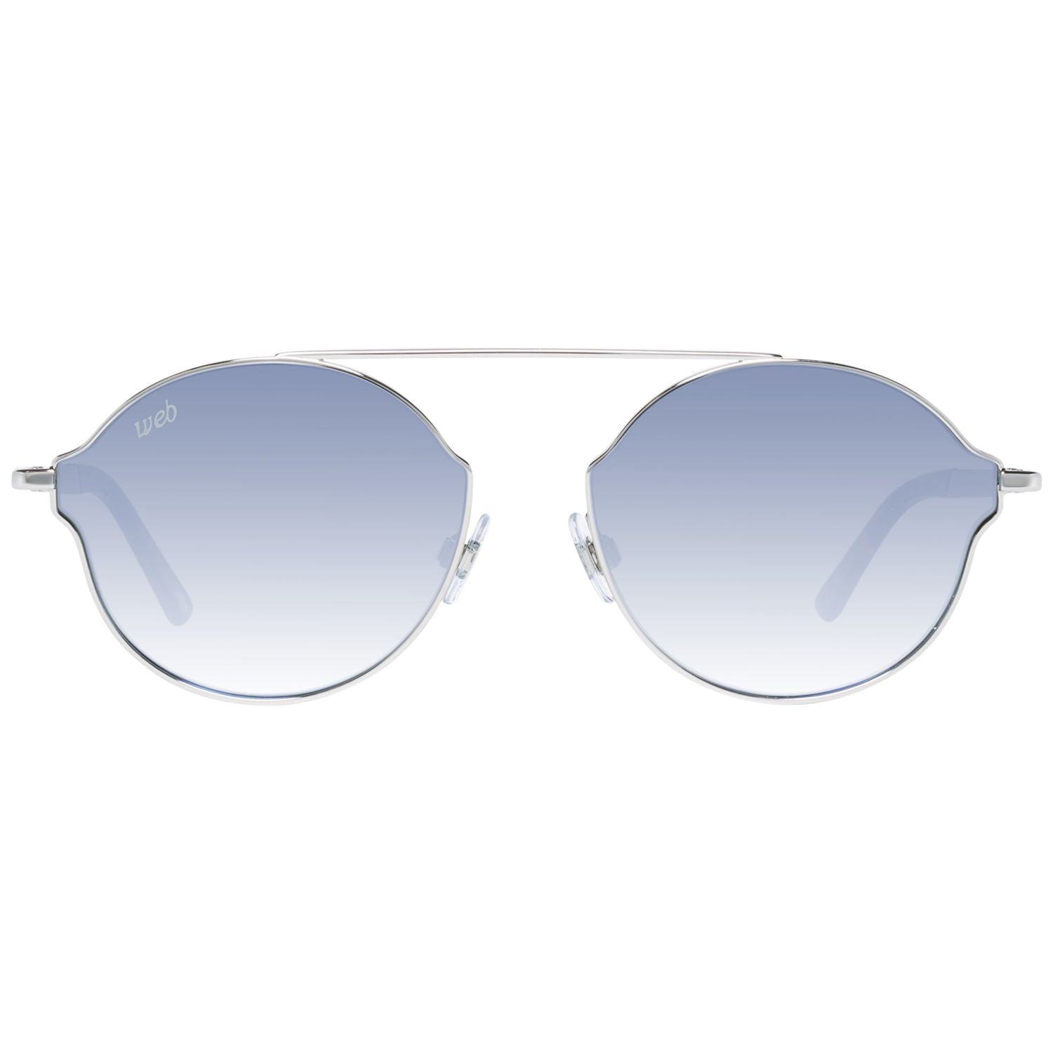 Silberne unisex Sonnenbrille mit blauen Farbverlauf-Gläsern, UV-Schutz, Web Eyewear WE0243-5816C