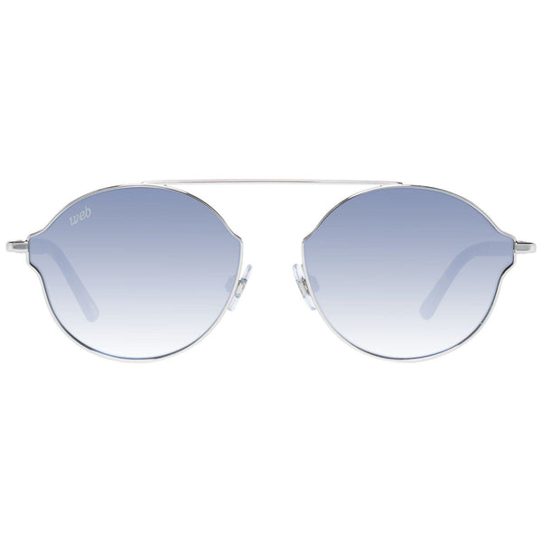 Silberne unisex Sonnenbrille mit blauen Farbverlauf-Gläsern, UV-Schutz, Web Eyewear WE0243-5816C