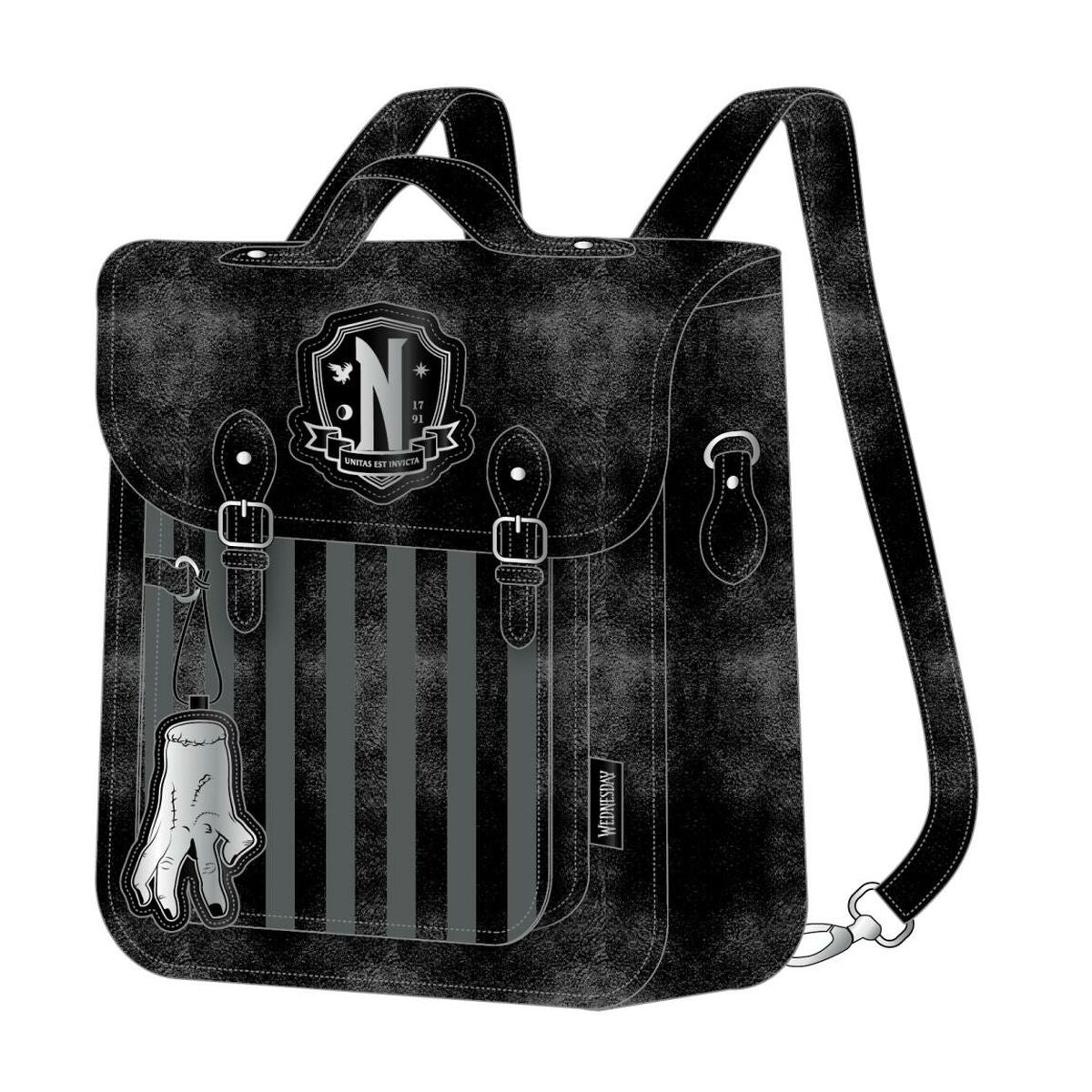 Wednesday Damenrucksack Schwarz – 100 % Polyurethan Kompakt - Reisegepäck Rucksäcke