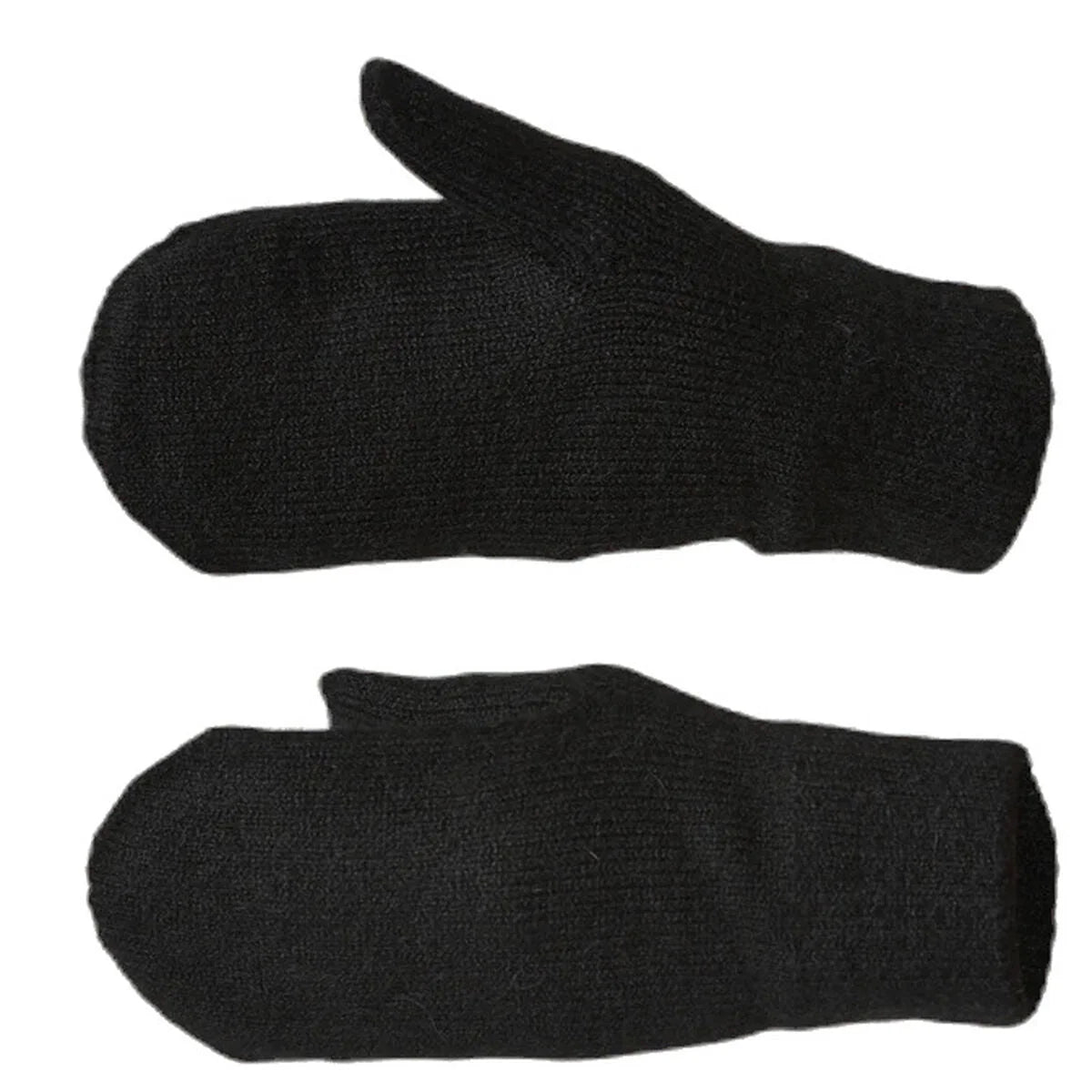 Paar schwarze Pieces Damen-Fäustlinge mit gestrickter Oberfläche