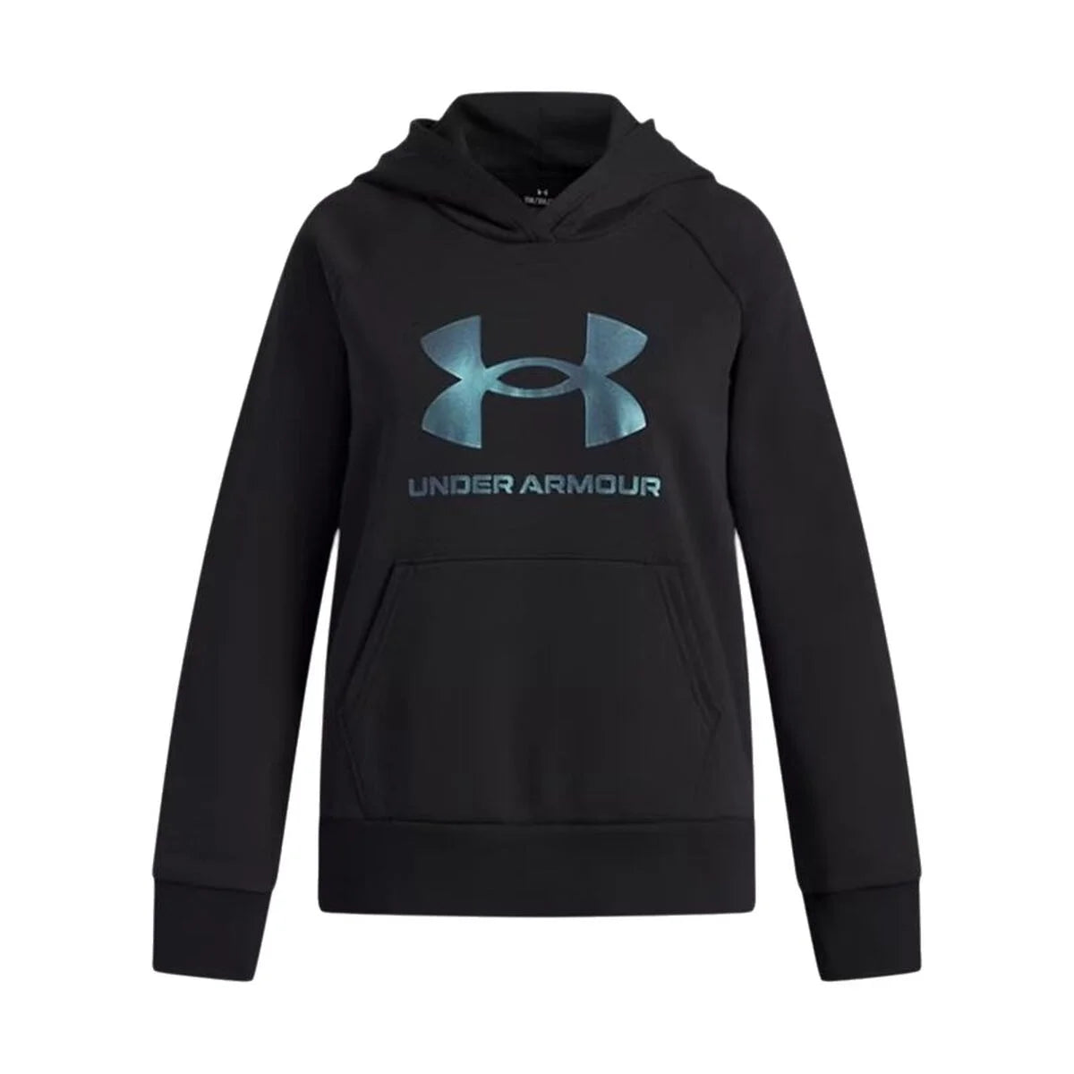 Schwarzer Under Armour Rival Fleece Kinder-Hoodie in Vorderansicht