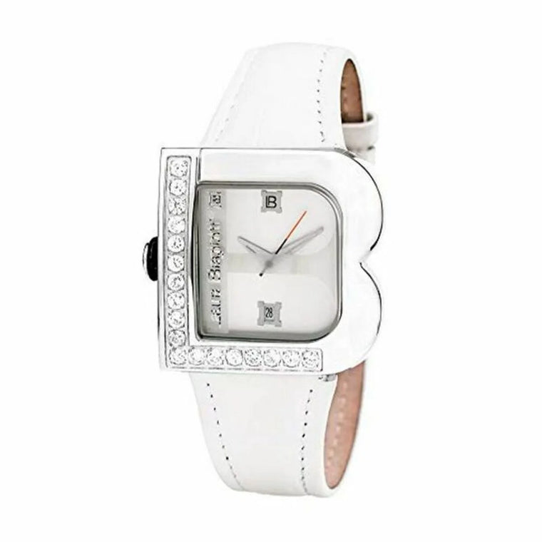 Laura Biagiotti LB0001L-07Z Damenuhr mit weißem Lederarmband von vorn