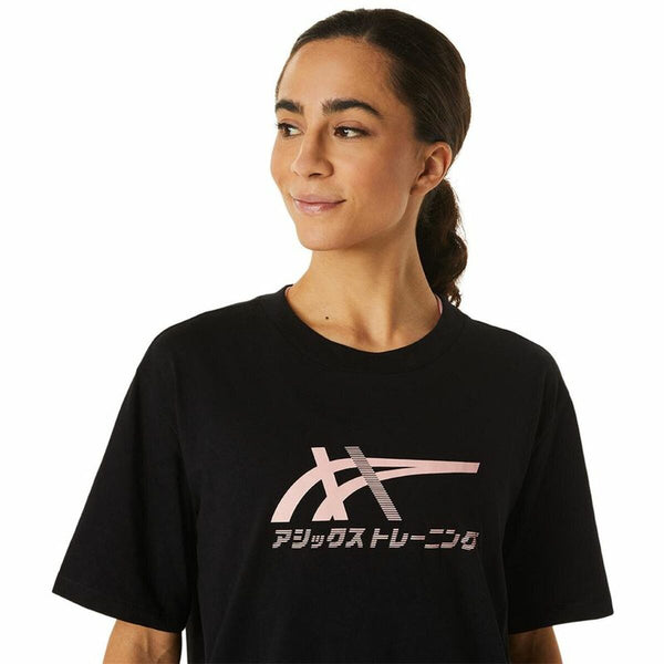 Asics Damen Kurzarm-T-Shirt Schwarz – Atmungsaktiv - Sport & Freizeit
