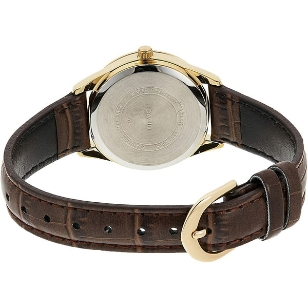 Casio Damenuhr Braun Lederarmband mit Mineralglas - Mode & Accessoires