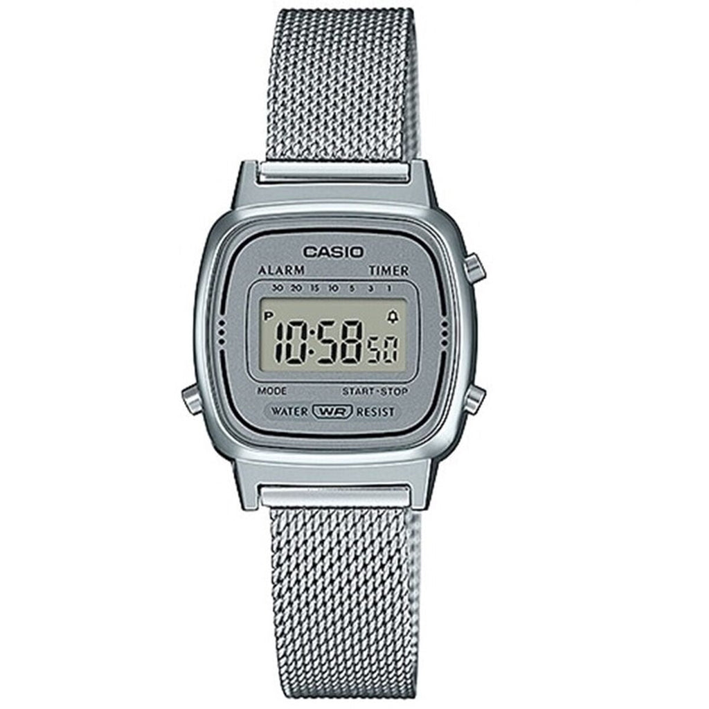 Casio Damenuhr Vintage Silber Mesh Armband multifunktional - Mode & Accessoires