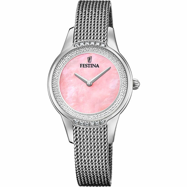 Festina Damenarmbanduhr Edelstahl Rosa Silberfarben - Mode & Accessoires
