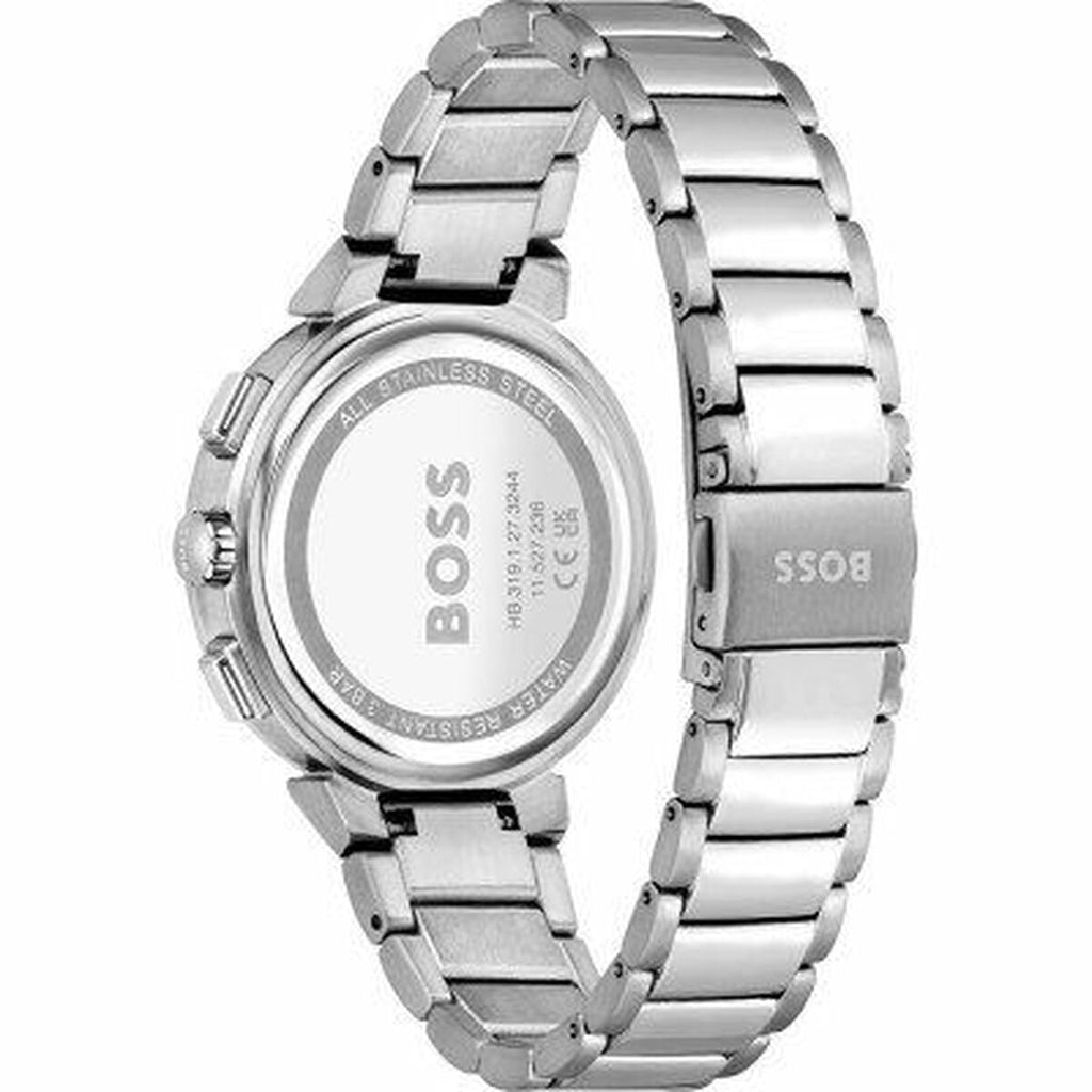 Hugo Boss Damenuhr Edelstahl 38 mm mit türkisfarbener Krone - Mode & Accessoires