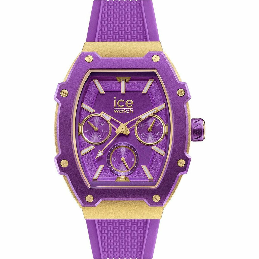Ice Damenuhr 023289 lila Silikonarmband gold Aluminiumgehäuse - Mode & Accessoires