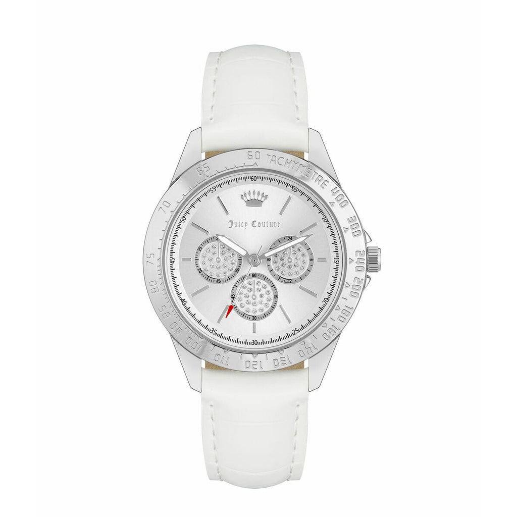 Juicy Couture Damenuhr JC1221SVWT Silber Weiß 38 mm - Mode & Accessoires