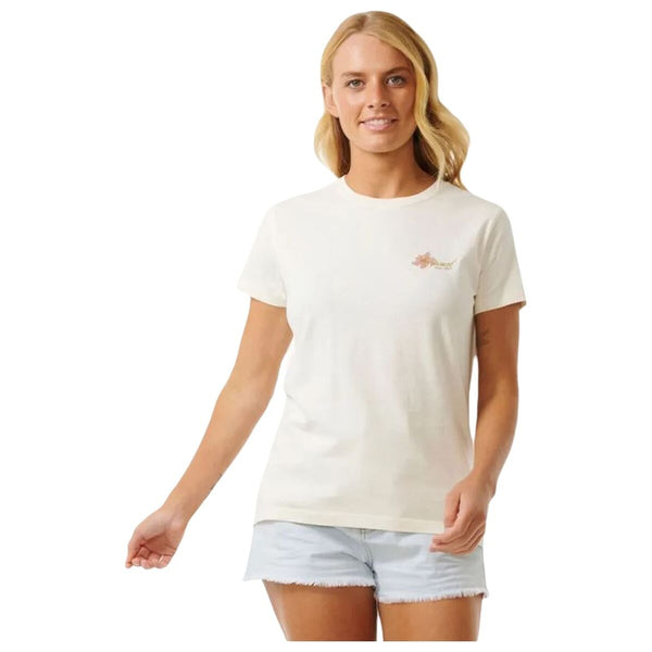 Rip Curl Damen Kurzarm-T-Shirt Wild Bloom Weiß - Sport & Freizeit