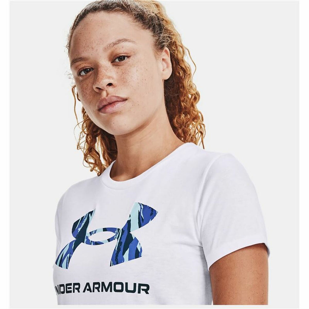 Under Armour Damen Kurzarm-T-Shirt Weiß aus Baumwolle - Sport & Freizeit
