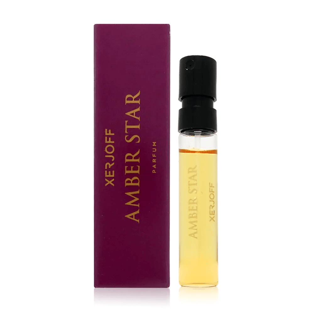 Amberfarbener Xerjoff Amber Star Parfümproben-Spray mit Verpackung, ideal für blumige Düfte