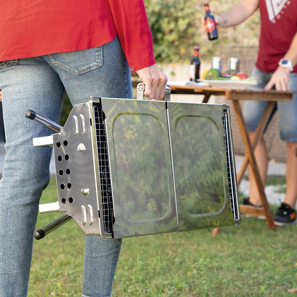 Portable zusammenklappbarer Holzkohlegrill Edelstahl für einfachen Transport, ideal für unterwegs